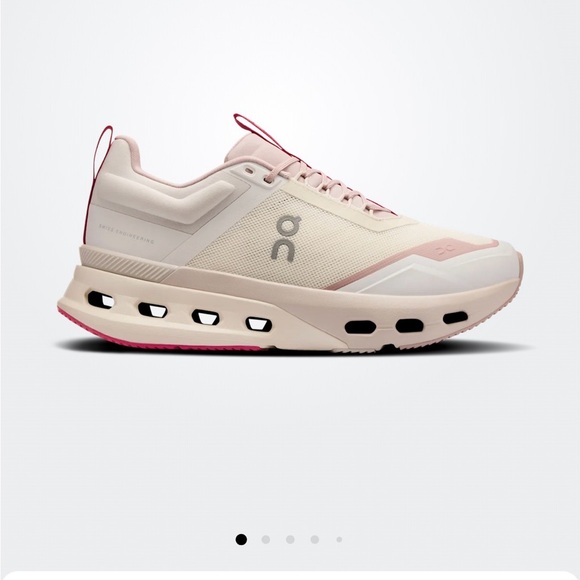 On Running Women's Athletic Shoes - Cream and Red - Picture 2 of 8